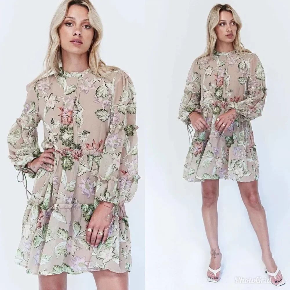 Princess Polly EDEN BLOOM MINI FLORAL DRESS BLUSH